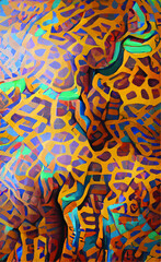 abstract vector background with African motifs in yellow sandy brown colors. Imitation of traditional texture for design and creativity.