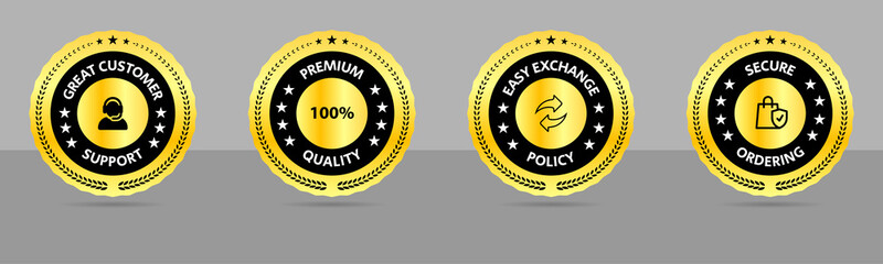 Modern creative eye-catching top-quality round circle golden luxury trust badge logo design premium vector eps.