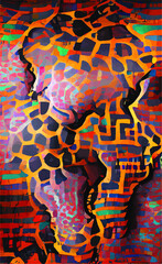 abstract vector background with African motifs in yellow sandy brown colors. Imitation of traditional texture for design and creativity.