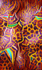 abstract vector background with African motifs in yellow sandy brown colors. Imitation of traditional texture for design and creativity.