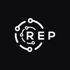 REP technology letter logo design on black  background. REP creative initials technology letter logo concept. REP technology letter design.
