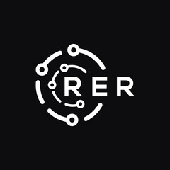 RER technology letter logo design on black  background. RER creative initials technology letter logo concept. RER technology letter design.
