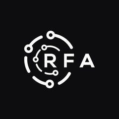 RFA technology letter logo design on black  background. RFA creative initials technology letter logo concept. RFA technology letter design.
