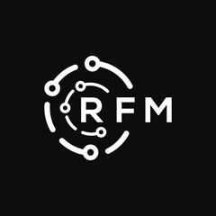 RFM technology letter logo design on black  background. RFM creative initials technology letter logo concept. RFM technology letter design.
