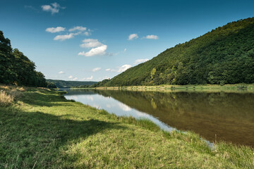 Fototapeta na wymiar Dniester river landscape. National Nature Park Podilski Tovtry, the Dniester River, Ukraine.