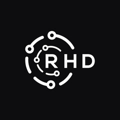 RHD technology letter logo design on black  background. RHD creative initials technology letter logo concept. RHD technology letter design.
