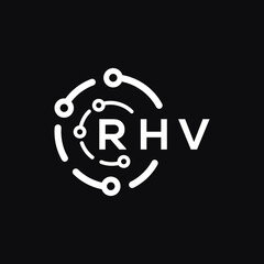 RHV letter logo design on black background. RHV creative initials letter logo concept. RHV letter design.
