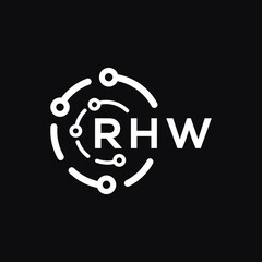 RHW letter logo design on black background. RHW  creative initials letter logo concept. RHW letter design.

