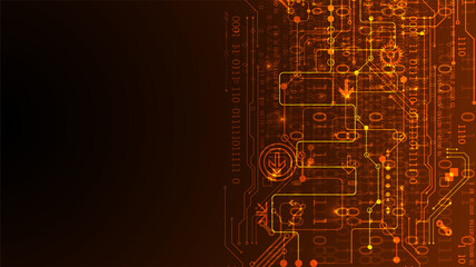Abstract background on technological and scientific topics. Various techno details with using digital code. Vector format.
