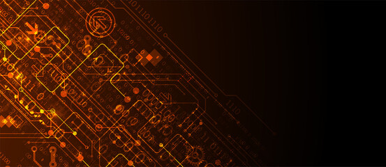 Obraz premium Abstract background on technological and scientific topics. Various techno details with using digital code. Vector format.