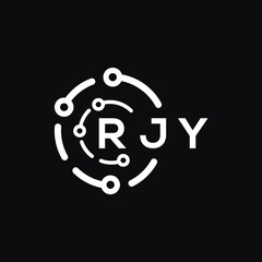 RJY technology letter logo design on black  background. RJY creative initials technology letter logo concept. RJY technology letter design.
