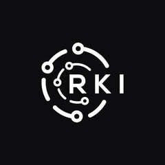 RKI technology letter logo design on black  background. RKI creative initials technology letter logo concept. RKI technology letter design.

