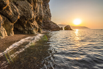 Naklejka premium Tramonto mozzafiato sul mare, Sicilia