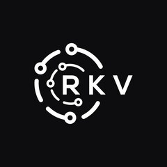 RKV technology letter logo design on black  background. RKV creative initials technology letter logo concept. RKV technology letter design.
