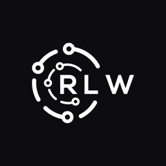 RLW technology letter logo design on black  background. RLW creative initials technology letter logo concept. RLW technology letter design.
