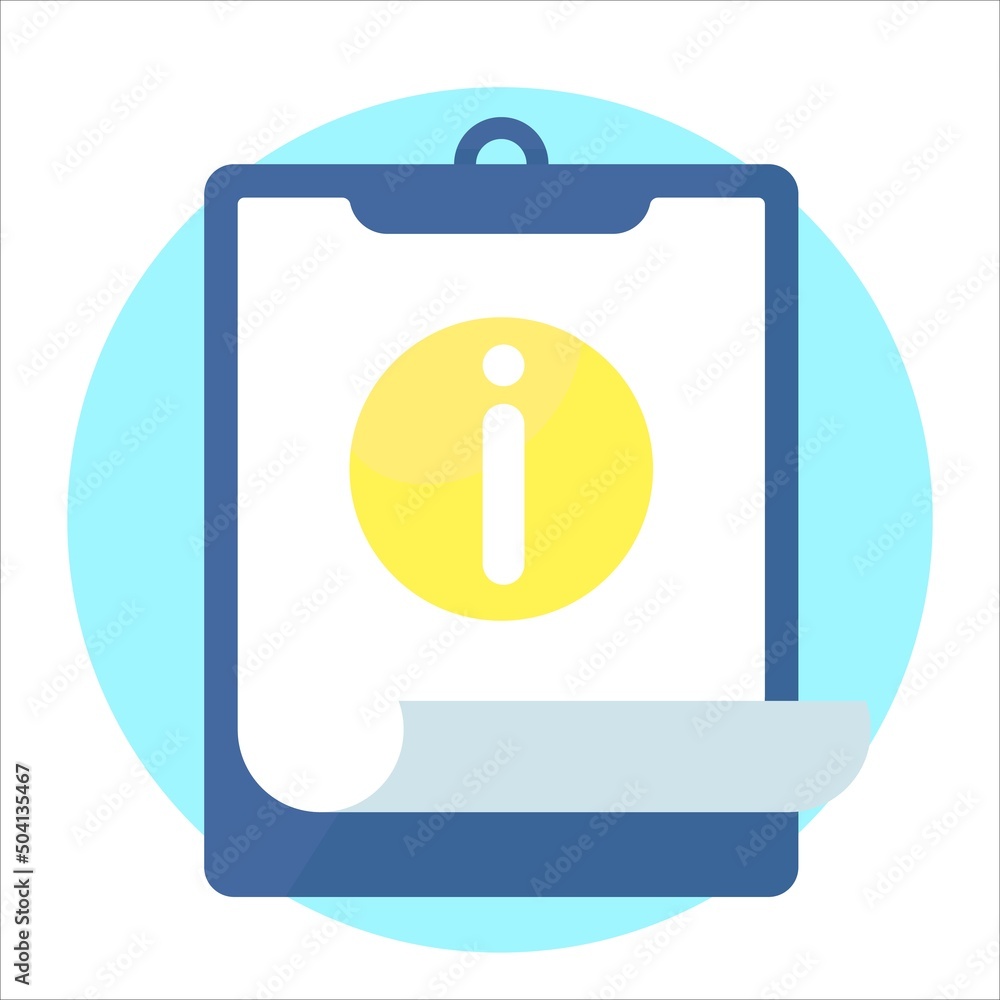 Fototapete tablet with i -information on yellow circle, concept vector illustration. flat design vector eps10, 