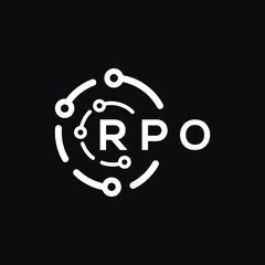 RPO technology letter logo design on black  background. RPO creative initials technology letter logo concept. RPO technology letter design.
