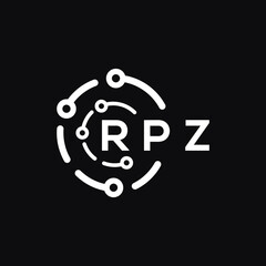 RPZ technology letter logo design on black  background. RPZ creative initials technology letter logo concept. RPZ technology letter design.
