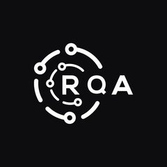 RQA technology letter logo design on black  background. RQA creative initials technology letter logo concept. RQA technology letter design.
