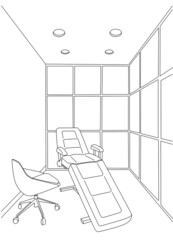 Fototapeta premium Beauty salon graphics black and white interior sketch illustration vector. Interior of beauty treatments. Hairdressing salon graphics black and white interior sketch illustration vector