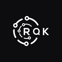 RQK technology letter logo design on black  background. RQK creative initials technology letter logo concept. RQK technology letter design.
