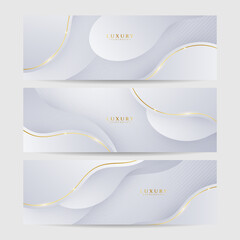 Set of white and gold abstract background