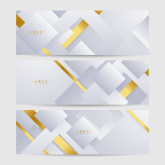 Set of white and gold abstract background