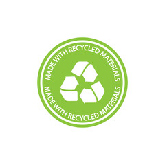 Green label, Made with recycled materials.