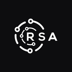 RSA technology letter logo design on black  background. RSA creative initials technology letter logo concept. RSA technology letter design.
