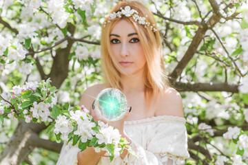 White magic, clean energy reiki concept.  Magical attributes, herbs and flowers, Slavic Wicca...
