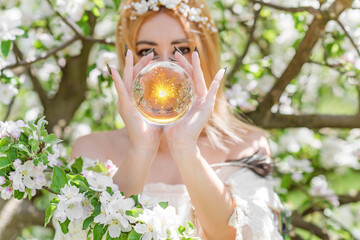 White magic, clean energy reiki concept.  Magical attributes, herbs and flowers, Slavic Wicca...