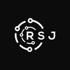 RSJ technology letter logo design on black  background. RSJ creative initials technology letter logo concept. RSJ technology letter design.
