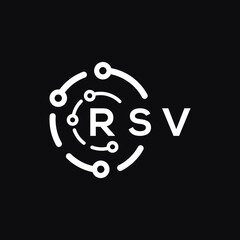 RSV technology letter logo design on black  background. RSV creative initials technology letter logo concept. RSV technology letter design.
