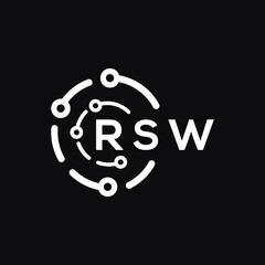 RSW technology letter logo design on black  background. RSW creative initials technology letter logo concept. RSW technology letter design.
