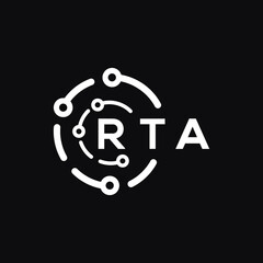 RTA technology letter logo design on black  background. RTA creative initials technology letter logo concept. RTA technology letter design.
