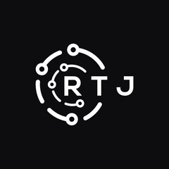RTJ technology letter logo design on black  background. RTJ creative initials technology letter logo concept. RTJ technology letter design.
