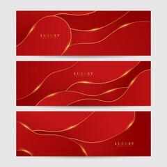 Obraz premium Abstract red and gold colorful geometric light triangle line shape with futuristic concept presentation background