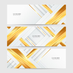 Fototapeta premium Set of white gold background design. Vector abstract graphic design banner pattern presentation background web template.