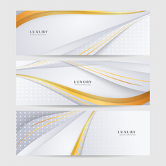 Fototapeta premium Set of white gold background design. Vector abstract graphic design banner pattern presentation background web template.