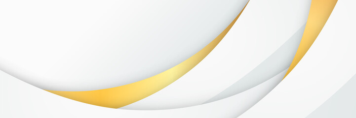 Abstract geometric shape white gold background with light and shadow 3D layered for presentation design. Abstract gold background with smooth lines. Gold and white vector background
