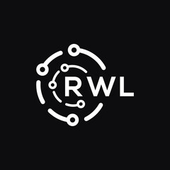 RWL technology letter logo design on black  background. RWL creative initials technology letter logo concept. RWL technology letter design.