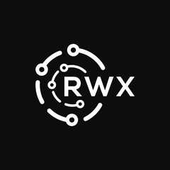 RWX technology letter logo design on black  background. RWX creative initials technology letter logo concept. RWX technology letter design.