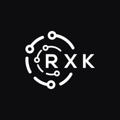 RXK technology letter logo design on black  background. RXK creative initials technology letter logo concept. RXK technology letter design.