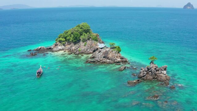 Aerial view of Koh Khai Nuai, the cat island in Phuket, Thailand