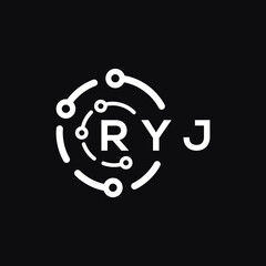RYJ technology letter logo design on black  background. RYJ creative initials technology letter logo concept. RYJ technology letter design.