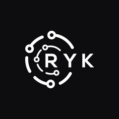 RYK technology letter logo design on black  background. RYK creative initials technology letter logo concept. RYK technology letter design.