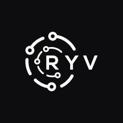 RYV technology letter logo design on black  background. RYV creative initials technology letter logo concept. RYV technology letter design.