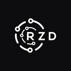 RZD technology letter logo design on black  background. RZD creative initials technology letter logo concept. RZD technology letter design.