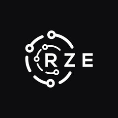 RZE technology letter logo design on black  background. RZE creative initials technology letter logo concept. RZE technology letter design.
