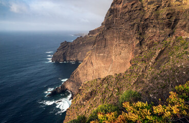 View of the highest cliffs on the island of Tenerife, near Buenavista Norte, Tenerife, Canary Islands, Spain